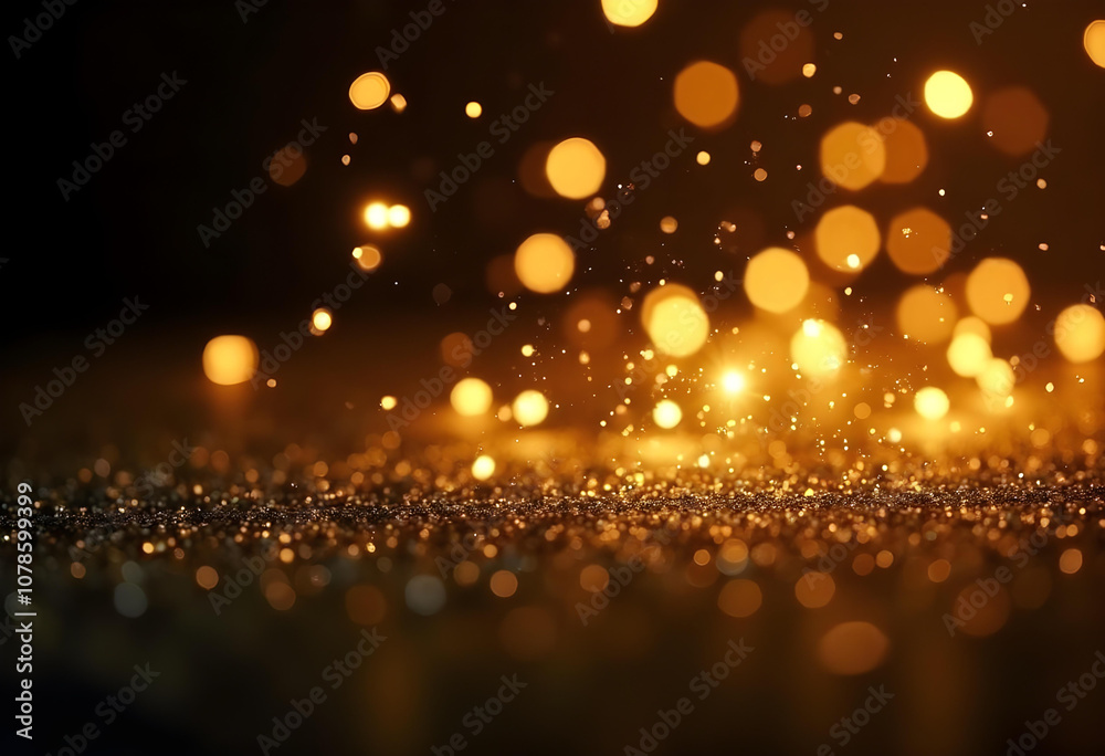 Shimmering golden bokeh lights create magical atmosphere, enhancing beauty of scene with sparkling particles and warm glow Shimmering golden bokeh lights create magical atmosphere, enhancing beauty of scene with sparkling particles and warm glow