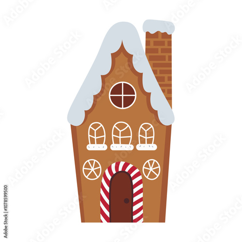 christmas gingerbread house front view. christmas house with cookies and candies