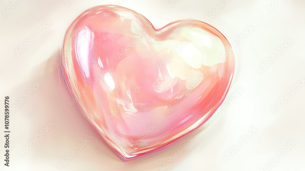 pastel pink hearts in minimalistic scene A glossy pink heart symbolizing love. pastel pink hearts in minimalistic scene A glossy pink heart symbolizing love.
