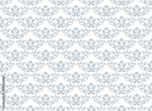 Floral pattern. Vintage wallpaper in the Baroque style. Seamless vector background. White and gray ornament for fabric, wallpaper, packaging. Ornate Damask flower ornament