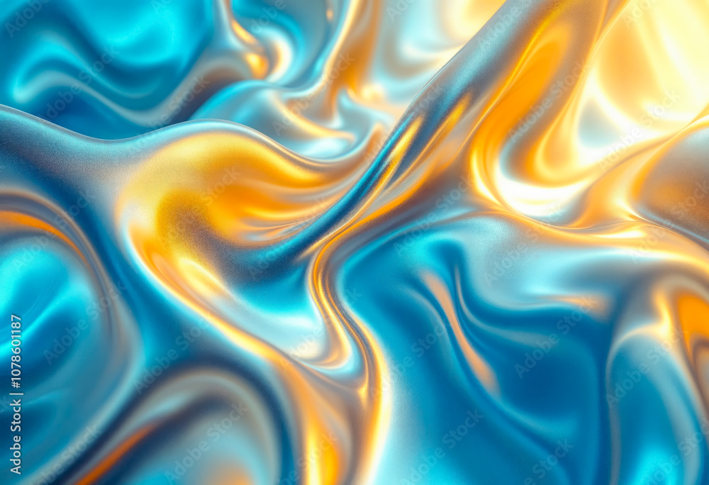 Obraz premium Swirling, abstract composition of warm, golden-yellow hues and fluid, organic shapes, creating a sense of movement and energy.