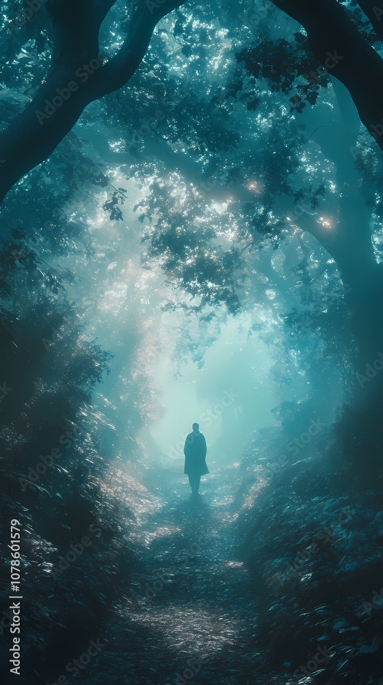 Fototapeta premium Mysterious Walk Through The Foggy Forest