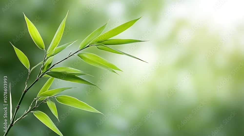 Fototapeta premium Bamboo leaves gracefully swaying in the gentle breeze of nature's serenity