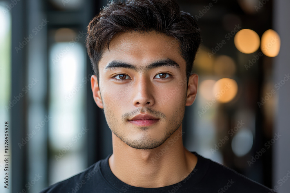 A portrait of a young man with a confident expression, showcasing modern style and a relaxed atmosphere, perfect for diverse creative projects. A portrait of a young man with a confident expression, showcasing modern style and a relaxed atmosphere, perfect for diverse creative projects.