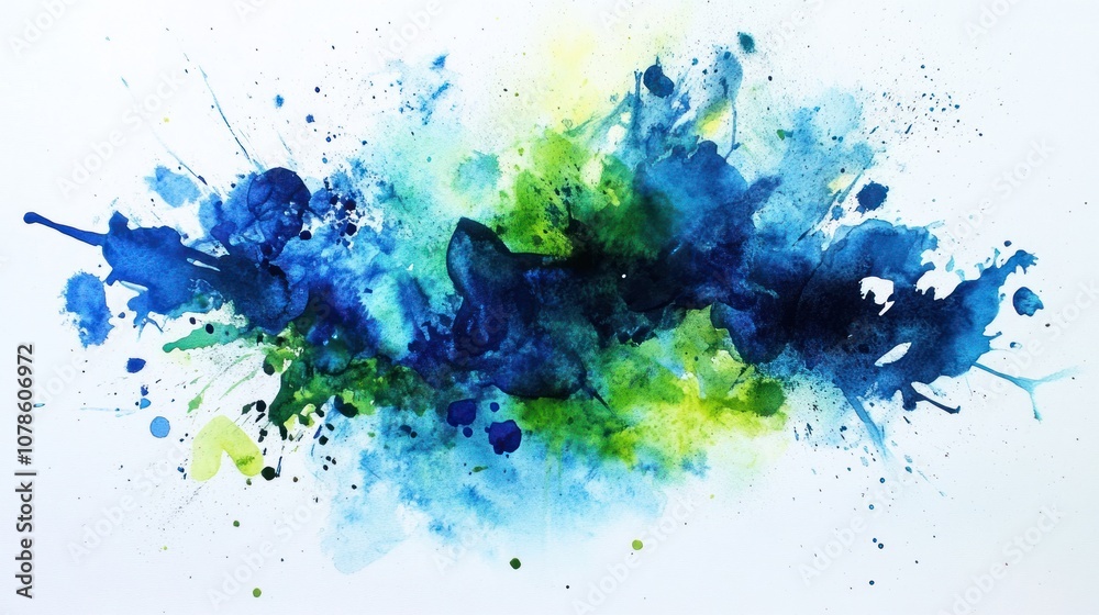 A splash of watercolor blending vibrant shades of blue and green. A splash of watercolor blending vibrant shades of blue and green.