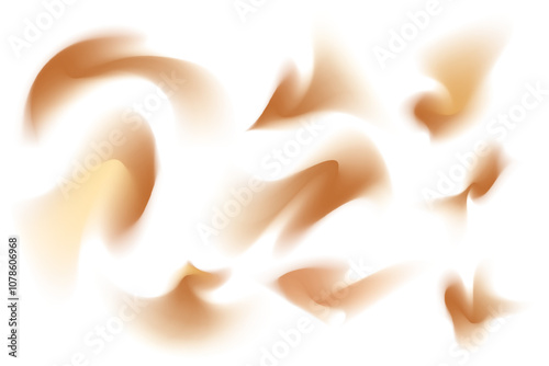 Gradient beige, brown blur wave form set, smooth sandy brush stroke isolated motion element, transparent background. Dream glow abstract dynamic watercolor shapes.