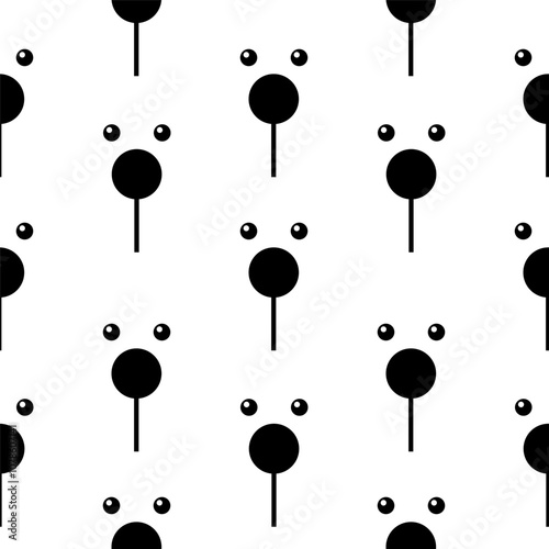 Seamless pattern with black noses and eyes of a bear on white