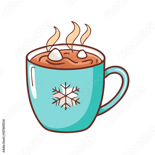 vector art,  flat illustration hot cocoa mug icon