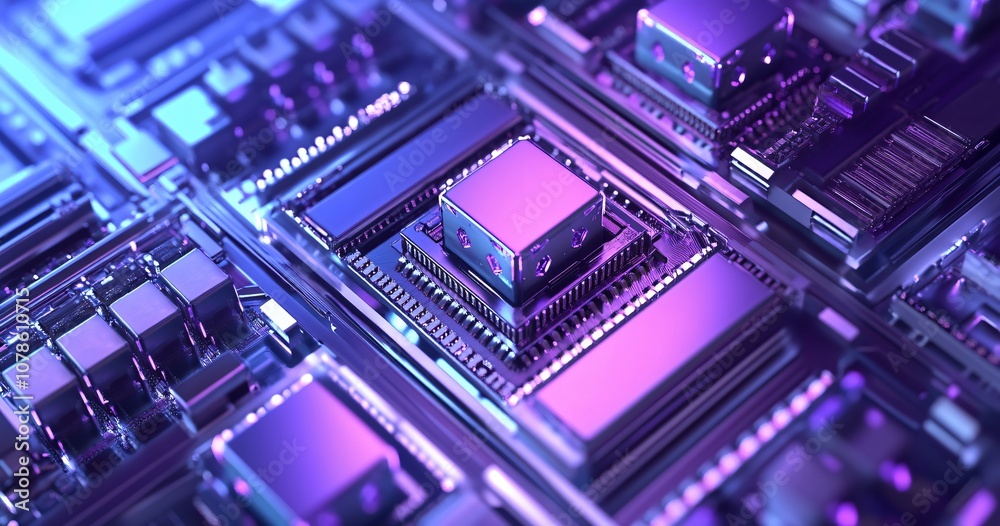 Futuristic Microprocessor Chip Close-up Futuristic Microprocessor Chip Close-up
