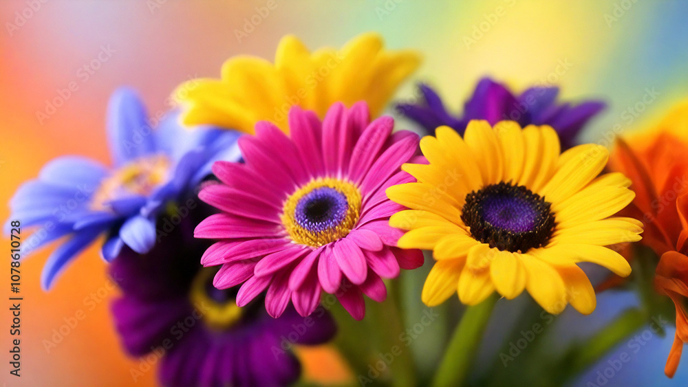 Closeup of colorful blossoms in a beautifully arranged bouquet. Closeup of colorful blossoms in a beautifully arranged bouquet.