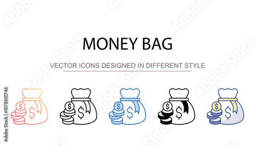 Money Bag icon design with white background stock illustration
