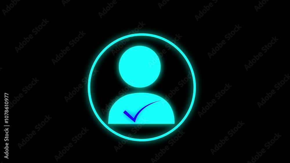 website. Glowing  person sign. TriMark and user icon. Profile log-in icon animation .4k video animation .