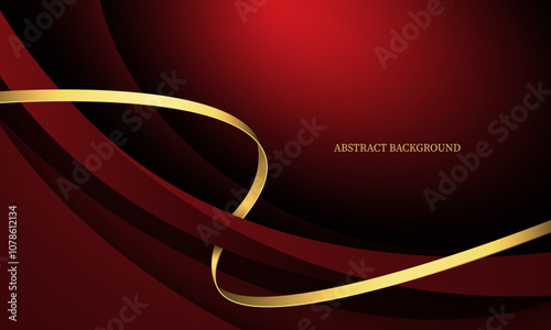 Abstract red gold light luxury wave curve with blank space for text place design modern creative background vector