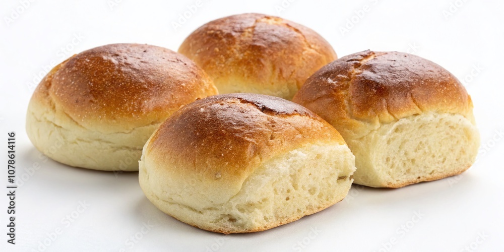 Three Delicious Buns Isolated on a White Background Perfect for Food Photography, Baking Blogs, and Culinary Presentations with a Focus on Fresh Ingredients and Textures Three Delicious Buns Isolated on a White Background Perfect for Food Photography, Baking Blogs, and Culinary Presentations with a Focus on Fresh Ingredients and Textures