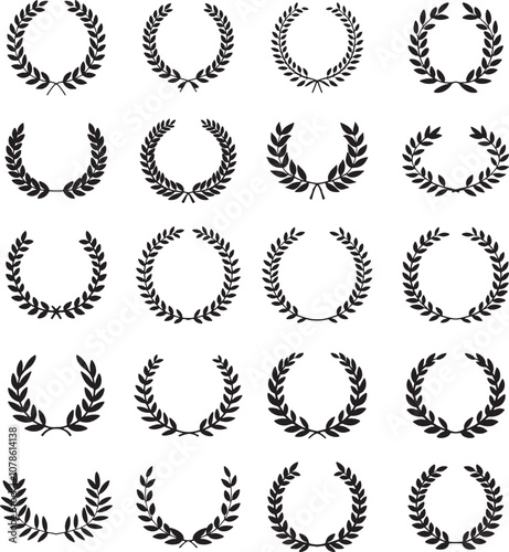 Set of laurel wreath logo icon
