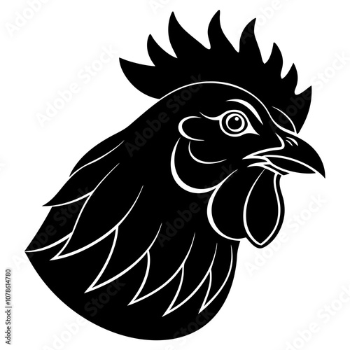 Chicken head vector silhouette art illustration