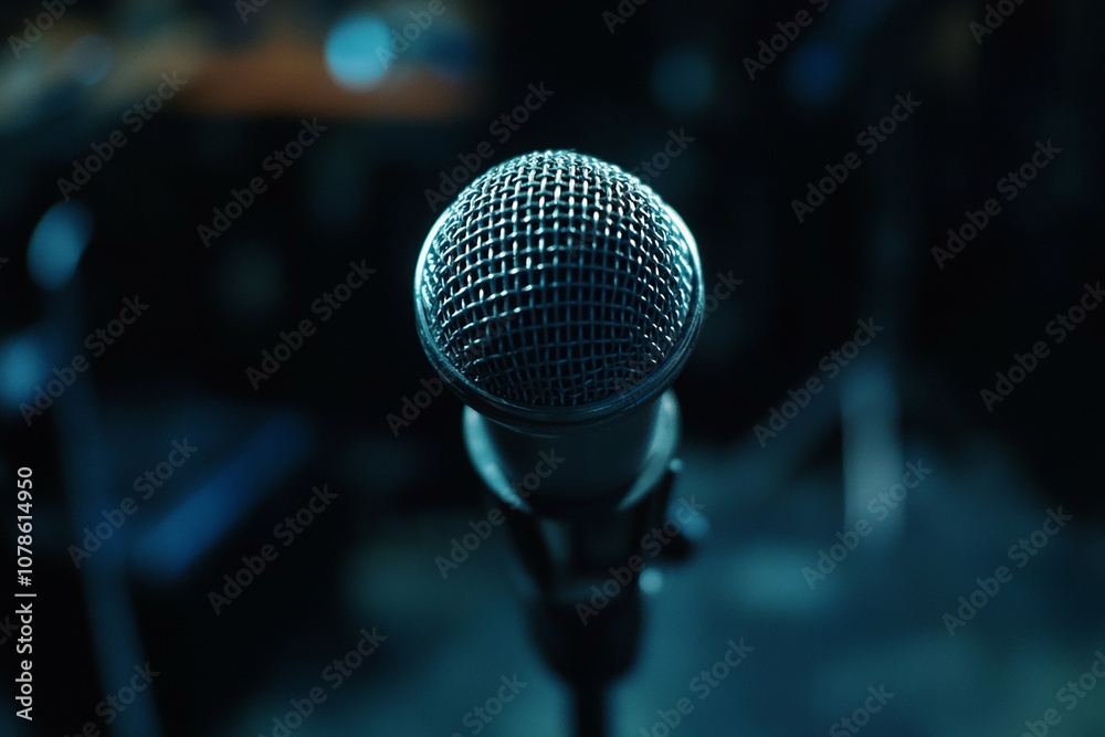 a microphone in conference room for speech with isolated background generated by AI a microphone in conference room for speech with isolated background generated by AI