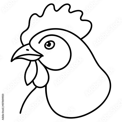 Chicken head vector line art illustration