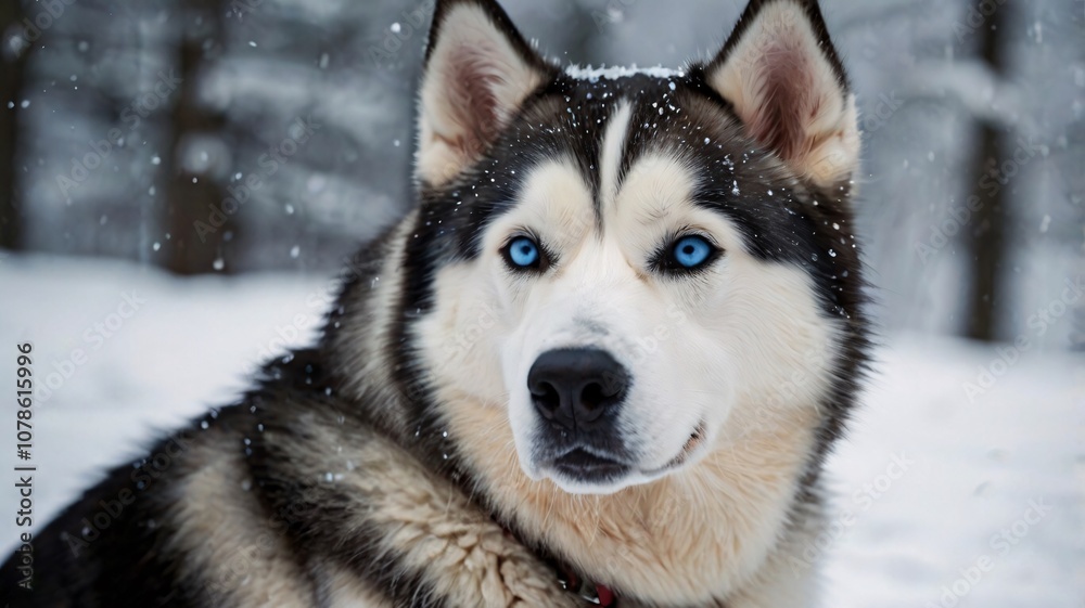 Siberian Husky Dog in the Snow. Siberian Husky Dog in the Snow.
