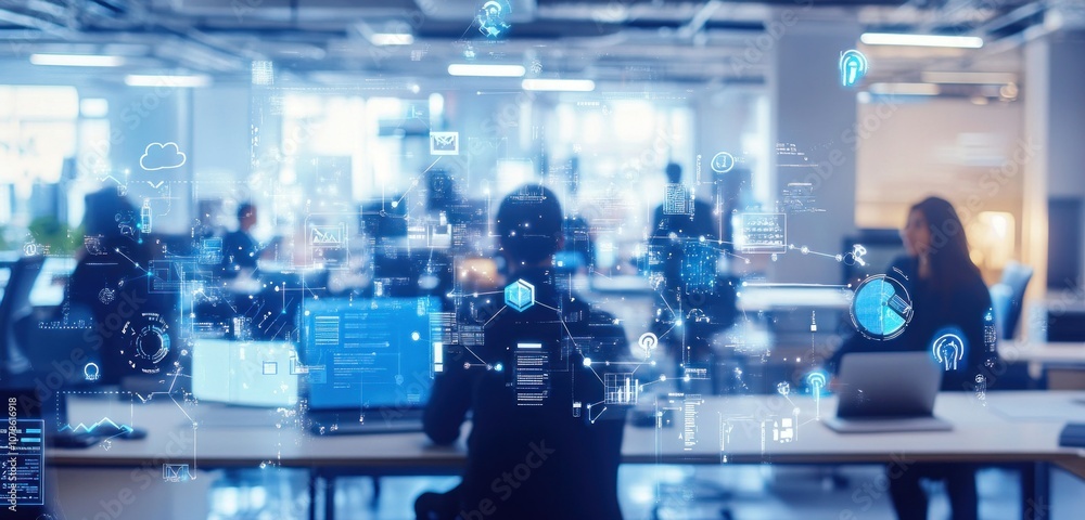 Teamwork and Innovation in a Modern Office Setting