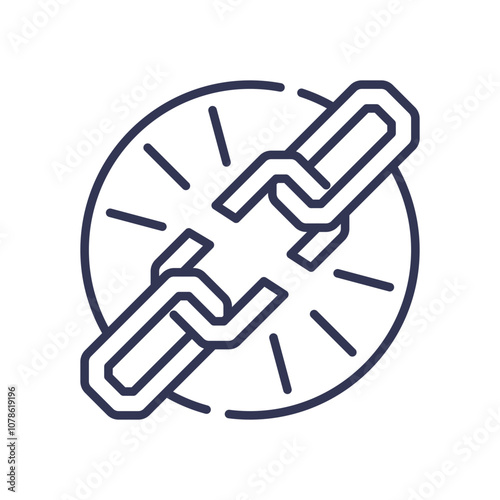 Broken chain symbolizing liberation and breaking free.