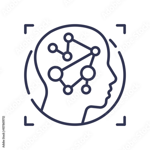 Outline of a head with neural network, symbolizing cognitive capabilities.