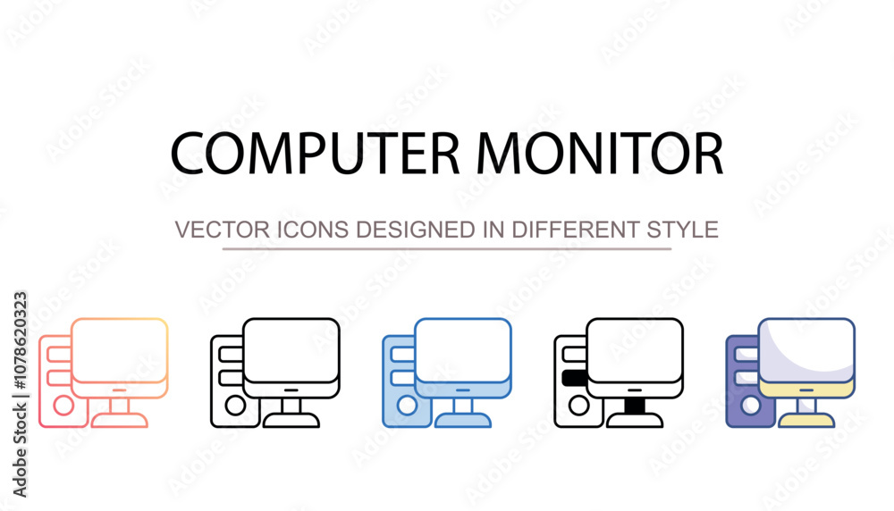 Computer Monitor icon design with white background stock illustration Computer Monitor icon design with white background stock illustration