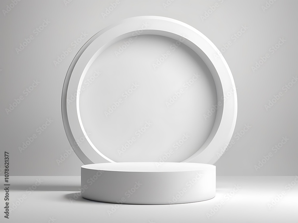 Clean white 3d podium scene for product display or mockup Clean white 3d podium scene for product display or mockup