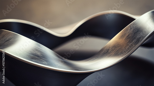 close-up of two smooth metallic shapes with subtle curves, simple background, volumetric lighting, cinematic lighting
