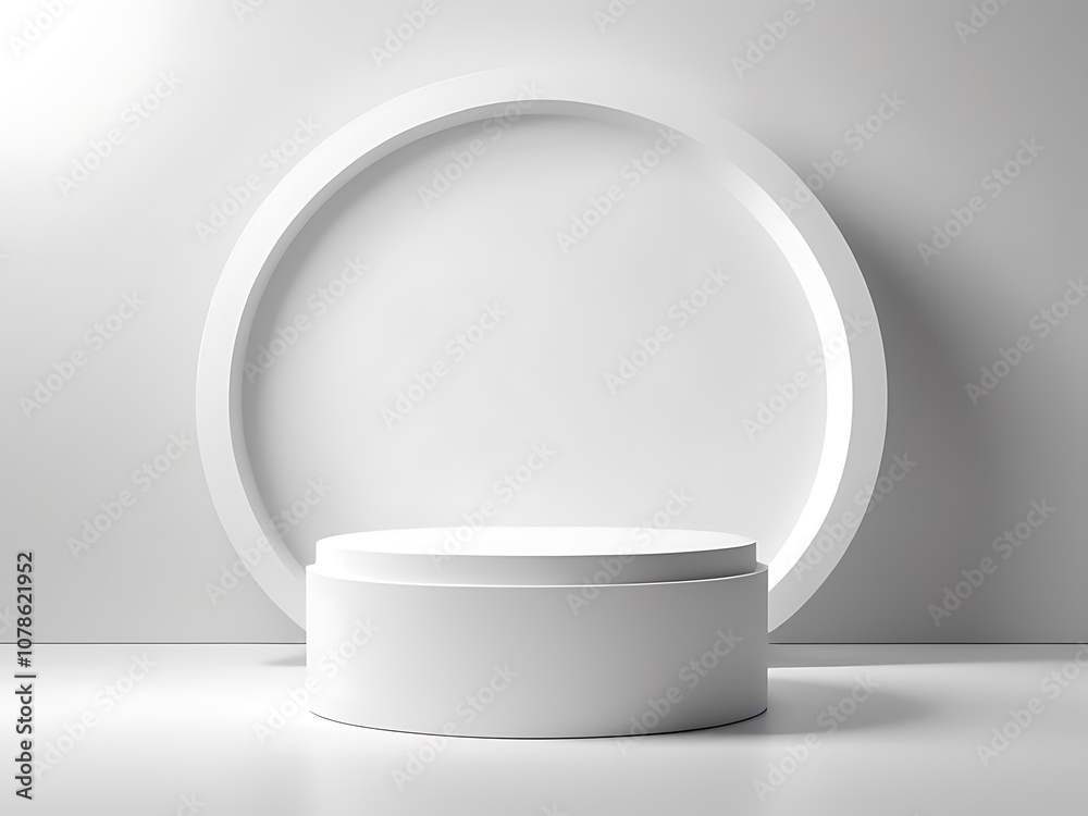 Clean white 3d podium scene for product display or mockup Clean white 3d podium scene for product display or mockup