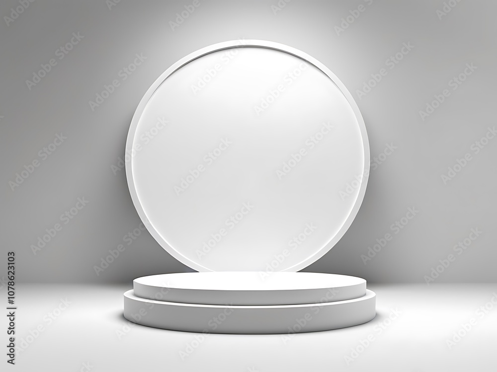 Clean white 3d podium scene for product display or mockup
