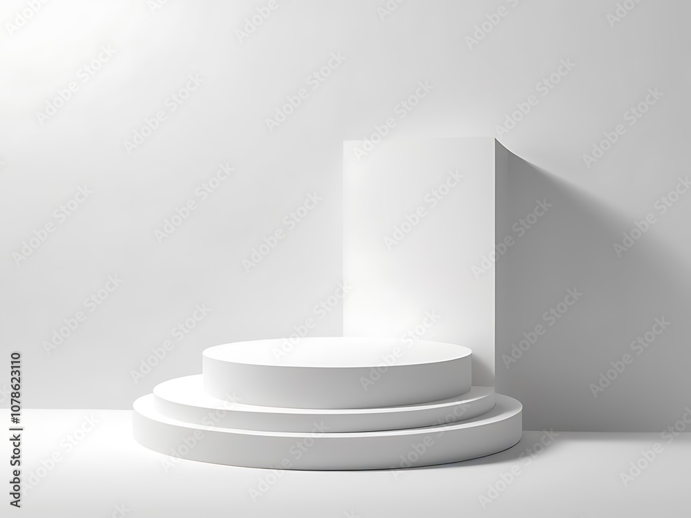 Fototapeta premium Clean white 3d podium scene for product display or mockup