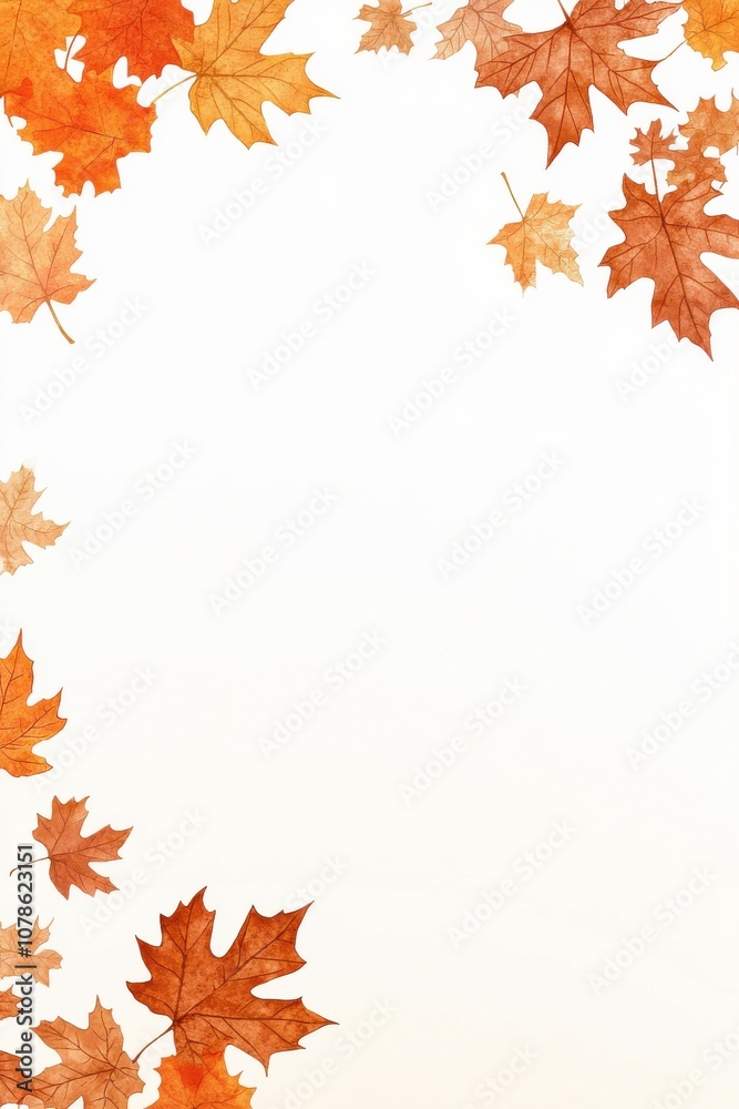 A serene border of autumn leaves in warm hues frames a blank space, perfect for invitations, quotes, or seasonal themes. A serene border of autumn leaves in warm hues frames a blank space, perfect for invitations, quotes, or seasonal themes.