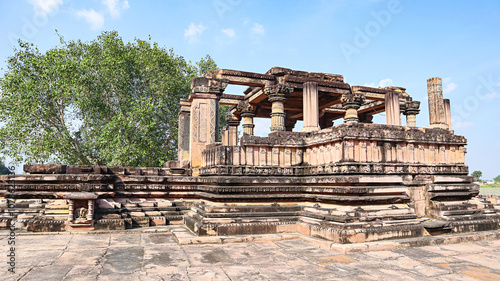 View of an ancient 12th-century Chandela dynasty temple dedicated to Lord Shiva, located in Ramnagar, Chitrakoot, Uttar Pradesh photo