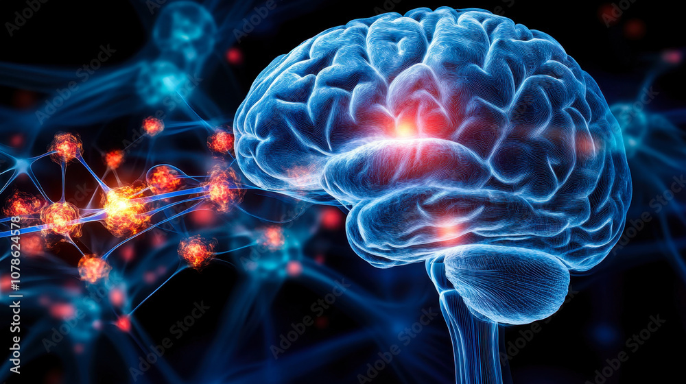 Obraz premium Substantia Nigra Degeneration in Parkinson's Disease Affecting Neural Connectivity