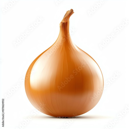 A fresh, vibrant orange onion with a smooth surface and a unique shape. photo