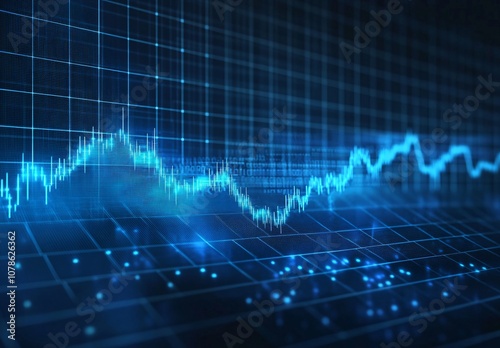 Abstract Stock Market Chart with Glowing Lines