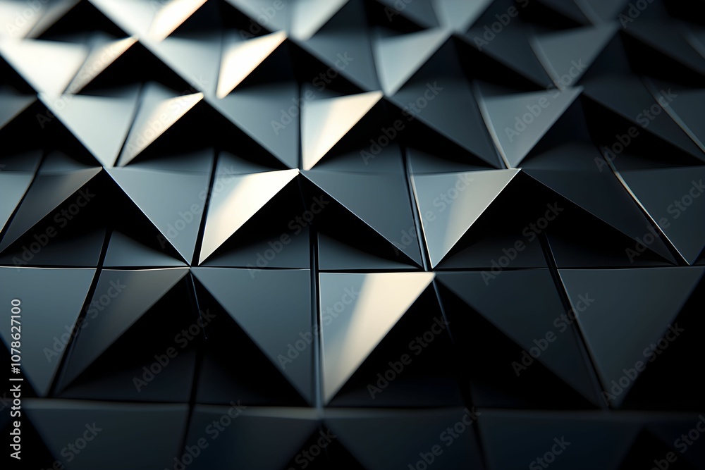 Fototapeta premium Textured black pyramid patterns create a modern design aesthetic