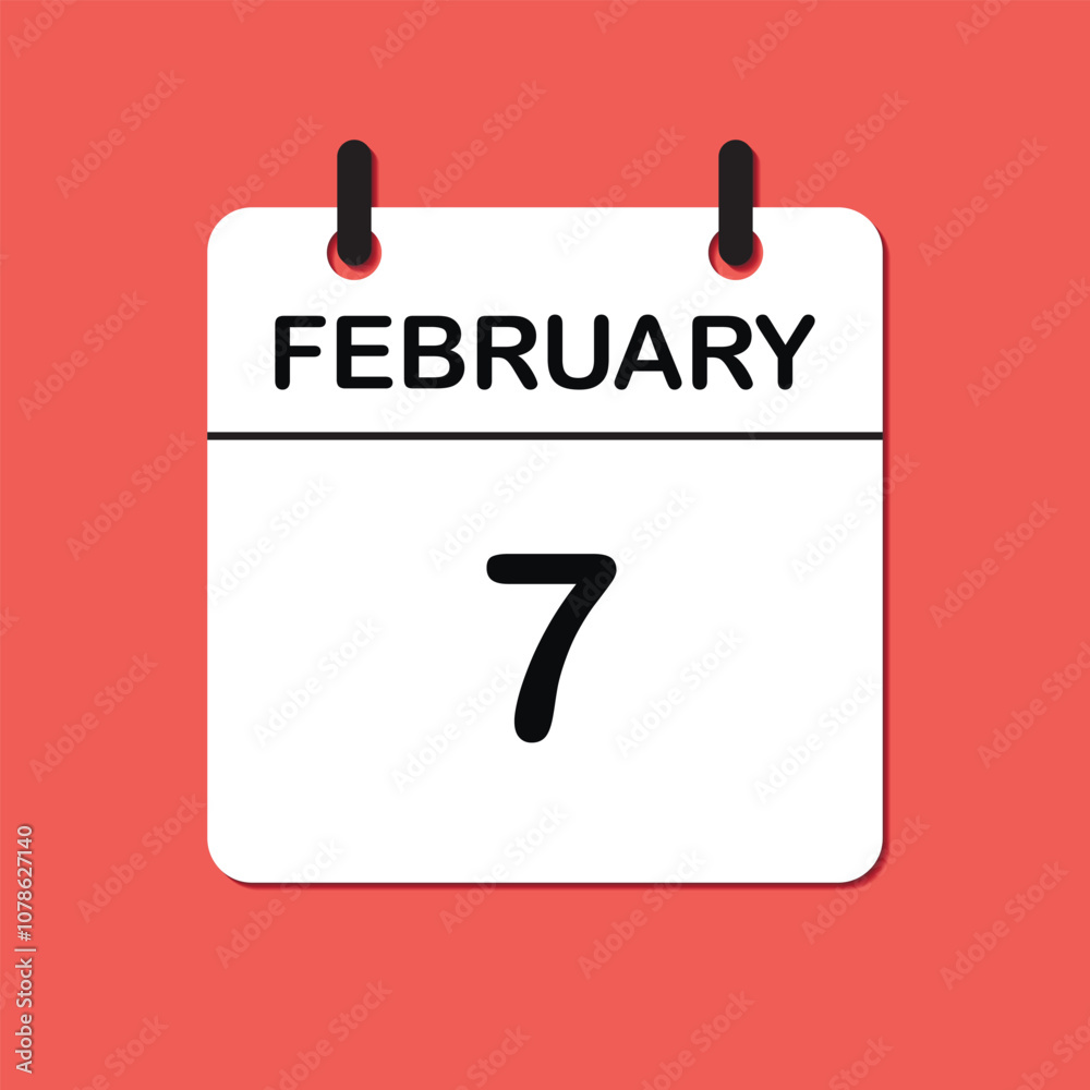 February 7. Daily Calendar icon for design. Simple design for business brochure, flyer, print media, advertisement. Easily editable February 7. Daily Calendar icon for design. Simple design for business brochure, flyer, print media, advertisement. Easily editable