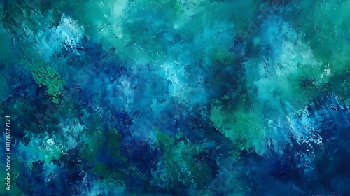 Bright emerald blue background with a deep, intense hue