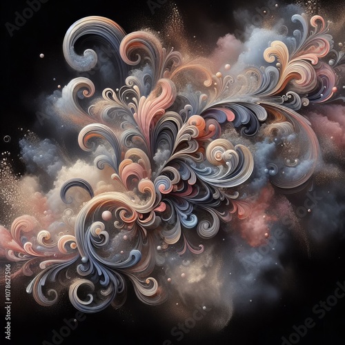 Art Nouveau The powder forms flowing organic curves with a decor