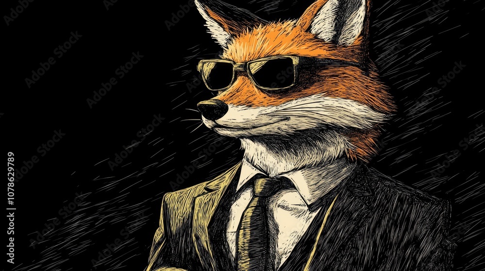 Dapper Fox in Sunglasses and Business Suit Dapper Fox in Sunglasses and Business Suit