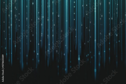 Digital Data Stream Background in Blue Tones for Technology and Cybersecurity Themes