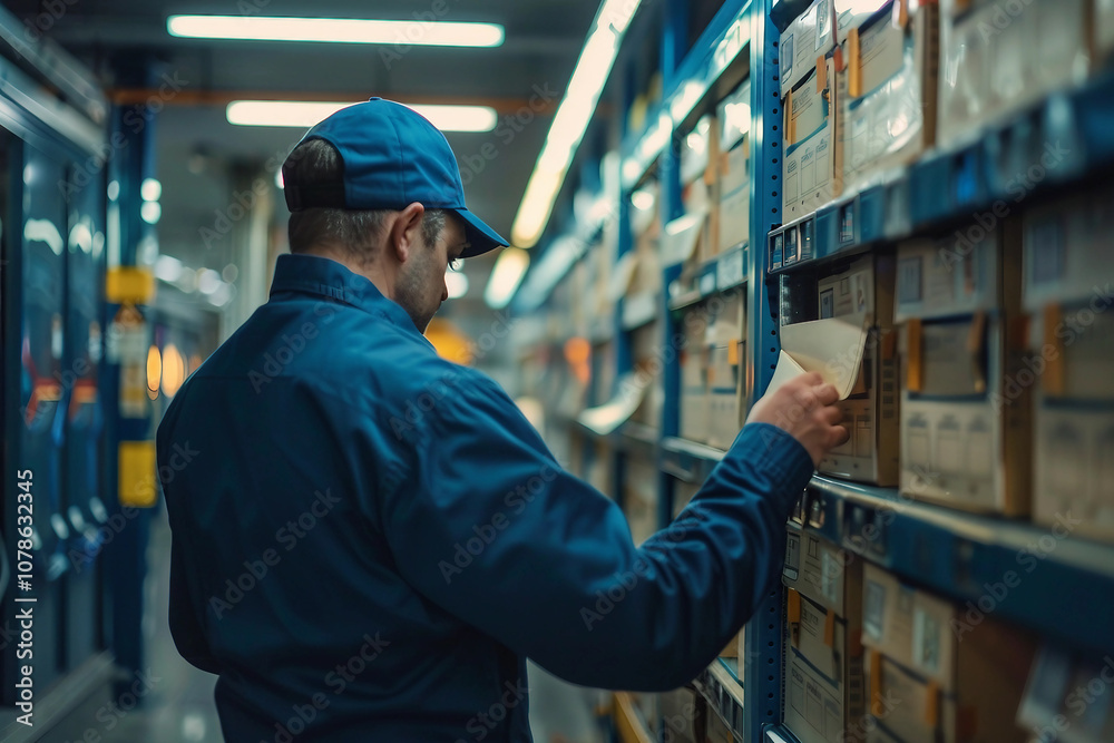 Generative AI Image of Postman Sorting Mail in a Postal Office Environment Generative AI Image of Postman Sorting Mail in a Postal Office Environment