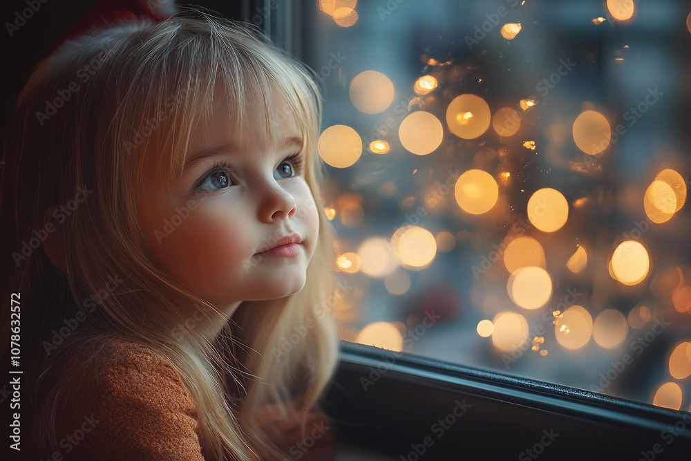 Generative AI cute picture of small child awaiting xmas new year gifts miracle atmosphere Generative AI cute picture of small child awaiting xmas new year gifts miracle atmosphere