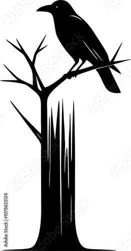 silhouette crow on a fence
