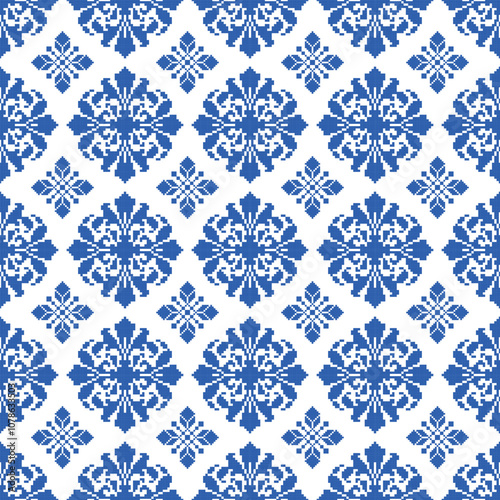 Pixel fabric pattern, floral pattern