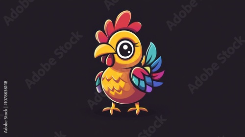 Cute Cartoon Rooster Illustration