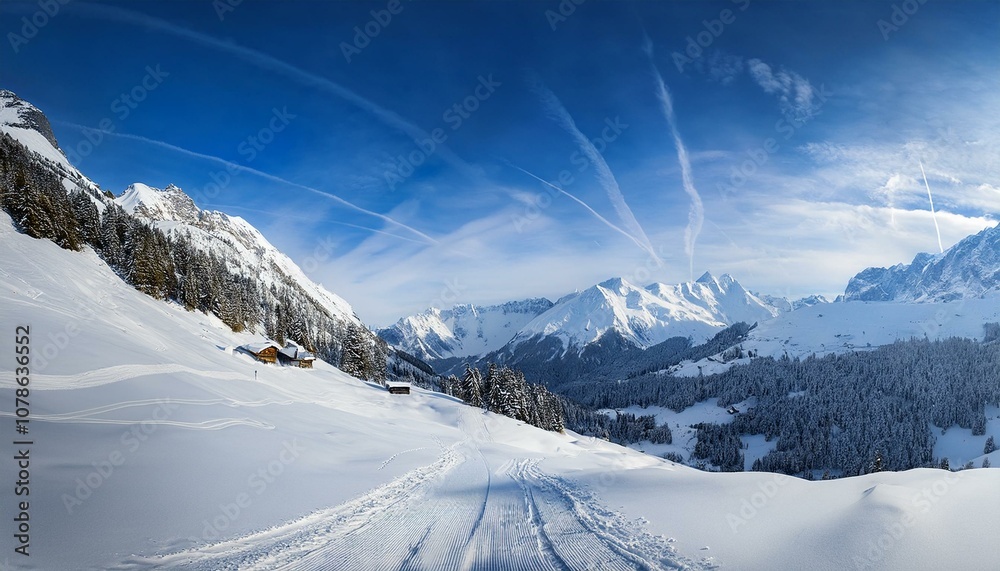 Stunning panoramic view of the Swiss Alps from the top of the Schilthorn mountain in the Jungfrau region of the country Stunning panoramic view of the Swiss Alps from the top of the Schilthorn mountain in the Jungfrau region of the country