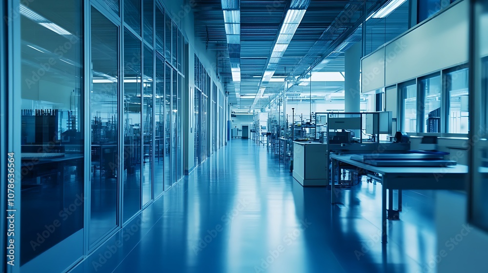Fototapeta premium A high-tech environment where B2B connections are facilitated, leaving ample room for text at the bottom 